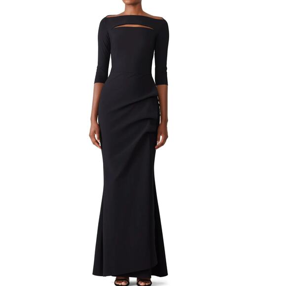 Chiara Boni Dresses & Skirts - Chiara Boni La Petite Robe Black Ruched Gown Size 2 Italian Luxury Designer $995